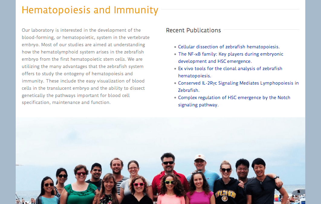 Website for University of California San Diego Research Lab