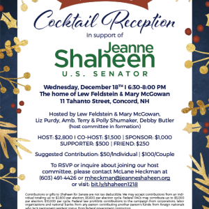 Senator Shaheen Reception Invitation